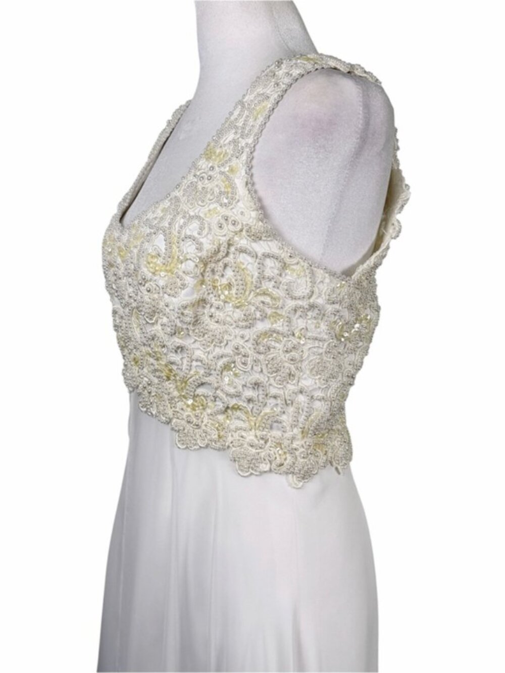 Forever Yours Ivory Beaded Lace Chiffon Wedding Gown Bridal Dress - Picture 6 of 11